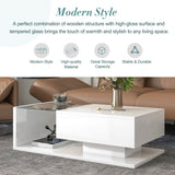 ZUN ON-TREND Modern Coffee Table with Tempered Glass, Wooden Cocktail Table with WF303936AAK
