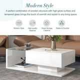 ON-TREND Modern Coffee Table with Tempered Glass, Wooden Cocktail Table with WF303936AAK