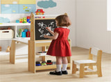 Natural Kids Activity Table with Magnetic Whiteboard/Chalkboard & Paper Roll, Multi-Storage Art Desk 10298016