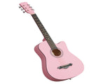 Matte Pink 38-inch Acoustic Guitar with Picks, Strings, Capo, Case, Tuner, and Strap 05427433