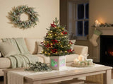 2 Pack 3FT Pre-Lit Snow Flocked Christmas Trees, Green PVC PE Pine Needle Foliage with 264 Tips, Red 09524057