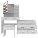 ZUN Large Makeup Vanity with Lights, Vanity Table with Charging Station, Vanity Desk with Mirror and 10 28093382