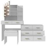 ZUN Large Makeup Vanity with Lights, Vanity Table with Charging Station, Vanity Desk with Mirror and 10 28093382