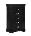 ZUN 1pc Black Finish Five Drawers Louis Philip Chest Solid Wood Contemporary Sleek Ample Storage B011P193098