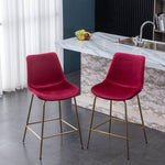 ZUN Aufurr Modern Velvet 26.50 Counter Height Stool, Set of 2, Red T2574P164830