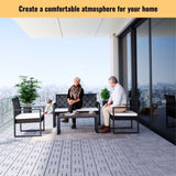 30 PCS Interlocking Deck Tiles Checker Pattern, 12" x 12" Square Light Gray Acacia Hardwood Outdoor W2391P288857