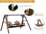 Wooden 2-Seat Porch Swing with Stand & Center Table, Patio Swing Chair for Garden, Poolside & 13661219
