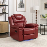 Home Theater Seating Manual Recliner Chair with LED Light Strip for Living Room,Bedroom, Wine Red WF310725AAJ