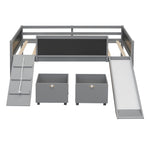 ZUN Twin size Loft Bed Wood Bed with Two Storage Boxes - Gray 01516618