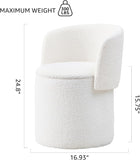 Storage Ottoman Foot Rest Round Footstool Teddy Velvet Footrest Vanity Stool White 63267981