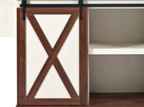 K&K 55.5" Farmhouse Kitchen Island with Drop Leaf, Kitchen Storage Island with Barn Door, Power 68516003