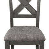 ZUN Transitional Farmhouse 2pc Set Dining Chair Gray Upholstered Seat X-Back Design Dining Room Wooden B011135286