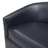 Maisy Midnight Blue Faux Leather Wood Base Barrel Swivel Chair B050P322574