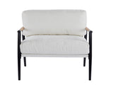 27.56" Modern Accent Chair with Plush Cushions, Minimalist Metal Frame, and Wooden Armrest Design N767P215306B