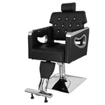 ZUN PVC Leather Cover Galvanized Square Tray with Footrest Retractable Barber Chair 300.00lbs Black 11736312