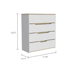 ZUN Lynbrook 4-Drawer Dresser White and Light Oak B06280070