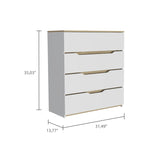 ZUN Lynbrook 4-Drawer Dresser White and Light Oak B06280070