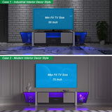 ZUN TV Console with Large Storage Cabinets, Biplane Shape Design LED TV Stand with Remote Control, W1701P164320