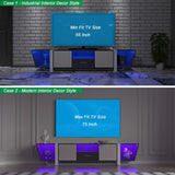 ZUN TV Console with Large Storage Cabinets, Biplane Shape Design LED TV Stand with Remote Control, 47621214