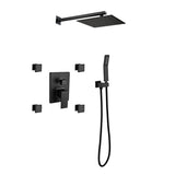 Shower System, 10-Inch Matte Black Full Body Shower System with Body Jets, Square Rainfall Shower 06159140