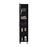 Laska 70" Tall Storage Cabinet Broom Closet with Broom Hangers,and Four Shelves Black B200P240253
