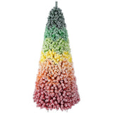 6ft Rainbow Gradient Flocked PVC Christmas Tree 1326 Tips, Colorful Full-Bodied Artificial Pine 11037711
