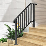 Matte Black Outdoor 3 Level Iron Handrail 33331120