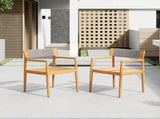 CREATIVE BRAIDED ACACIA WOOD OUTDOOR DINING CHAIRS WITH ARMRESTS, SUITABLE FOR OUTDOOR DINING AND N770P269704G