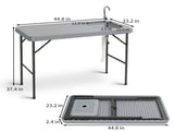 Folding Portable Fish Fillet & Hunting & Cutting Table with Sink Faucet 09682898