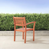 Caladesi Reddish Brown Wood Coastal Stackable Patio Armchair B093121215