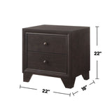 Wooden Nightstand with 2 Drawers in Espresso Finish B016P252964