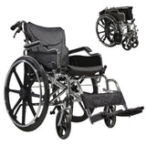Folding Manual Transport Wheelchair, 20 " Seat With Front and Rear Locking Hand Brakes, 24 " Quick W3121P297087