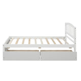ZUN Twin Platform Storage Bed Wood Bed Frame with Two Drawers and Headboard, White 38170563