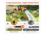 50 ft Stainless Steel Garden Hose, Durable Water Hose with 10-Function Spray Nozzle, Flexible and 17444970