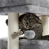 ZUN Modern Small Cat Tree Cat Tower with Sisal Scratching Post, Cozy Condo, Top Perch and Dangling Ball 75440941