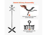 5-Piece Fireplace Tool Set with Stand, Includes Tongs, Ash Shovel, Brush, Poker, and Four-Prong 56851545