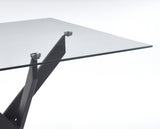 Dining Table with cross metal leg and tempered glass,Modern Space Saving Kitchen Table for Living W234P278089