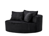 Oversized Round Swivel Accent Chair with Plush Upholstery & Matching Throw Pillows-Black W487P540558