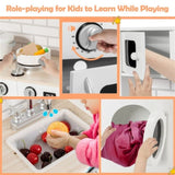 ZUN Kitchen Toy Wooden Kids Kitchen with Washing Machine 86713732