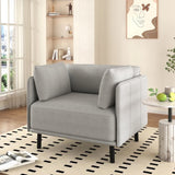 39" Vintage Grey Lounge Chair with Polyester Upholstery, Solid Wood Frame and Steel Legs, N767P208310G