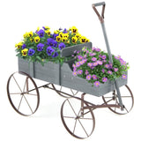 Wooden plant frame with wheels, Gray planting pot 98797943