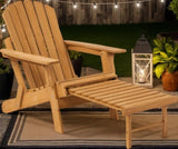 Outdoor Wooden Folding Adirondack Chair with Retractable Ottoman, Pre-Assembled BackRest & W2640P290601