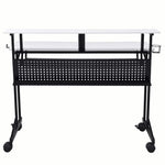 ZUN White and Black Music Recording Studio Desk with Metal Base B062P209213