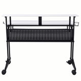 White and Black Music Recording Studio Desk with Metal Base B062P209213