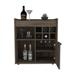 ZUN Bar- coffee cart 29" H, cabinet storage, with 6 bottle racks, a central shelf covered by 1 wood B097133131