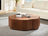 35.43 inch Petal - shaped Design Round Coffee Table,Small Coffee Table with Hidden Drawer for Living W2582P338168
