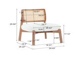 Modern Beige Lounge Chair with Woven Backrest, Sturdy Wooden Frame, Minimalist and N767P241728B