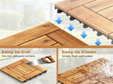 27PCS Interlocking Deck Tiles, Natural Acacia Wood Waterproof Floor Tile with Drainage Base, 83188544