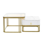 ZUN ON-TREND Nesting Coffee Table with Drawer, Set of 2, Exquisite Square Stacking Coffee Tables with WF324358AAK