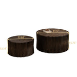 ZUN Vintage Fashion Style Cylindrical Nesting Coffee Table Set with Vertical Textured Embossed Design W757P195739